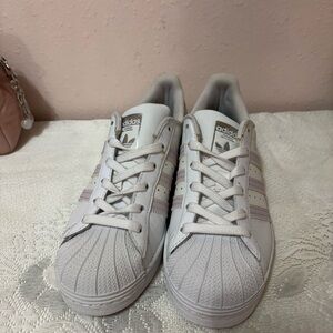 Adidas Women's White and Lilac Sneakers